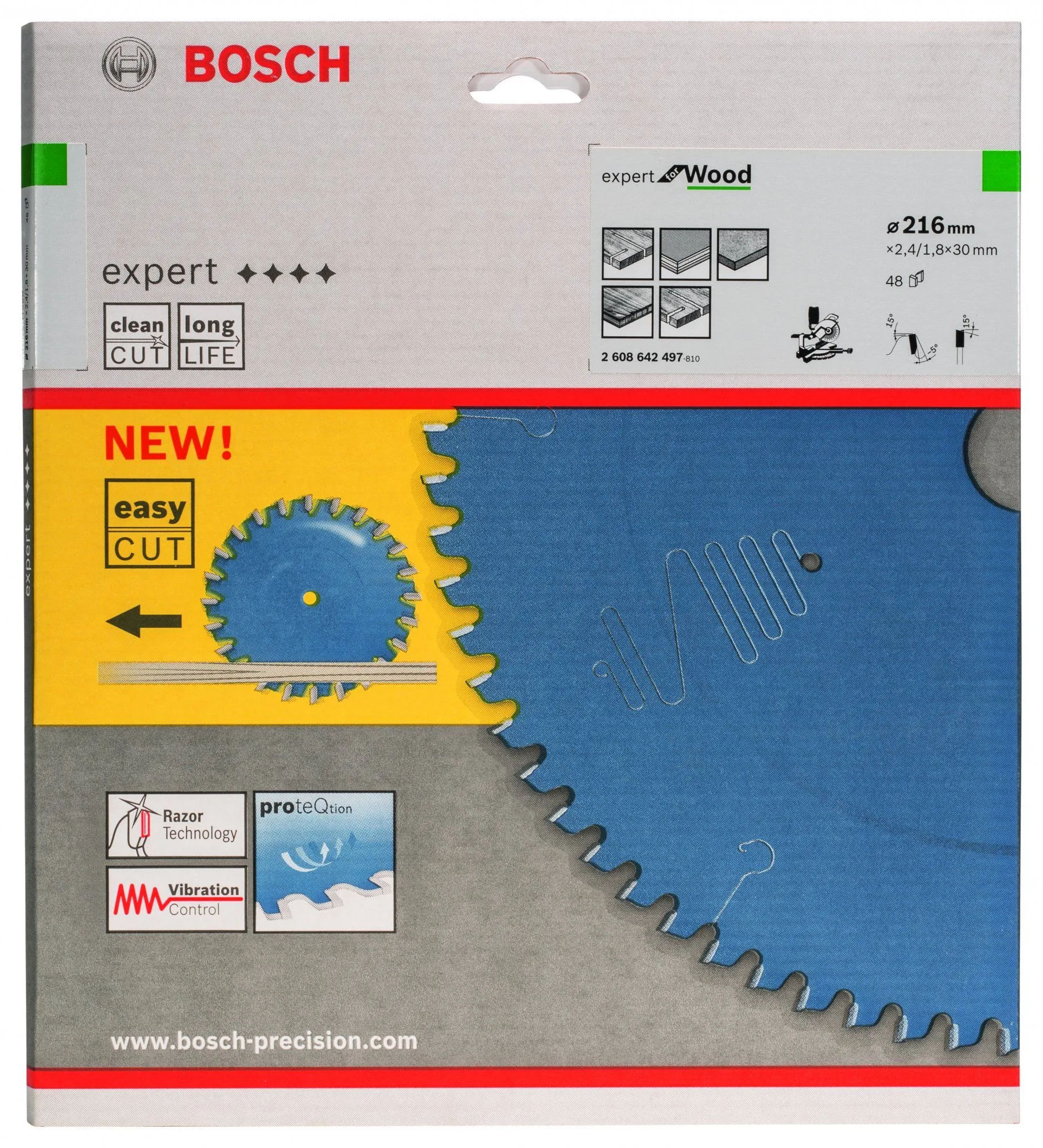 Bosch 2608642497 Expert Cirkelzaagblad - 216 X 30 X 48T - Hout - Carbide 2 Bosch 2608642497 Expert Cirkelzaagblad - 216 X 30 X 48T - Hout - Carbide - Afbeelding 2
