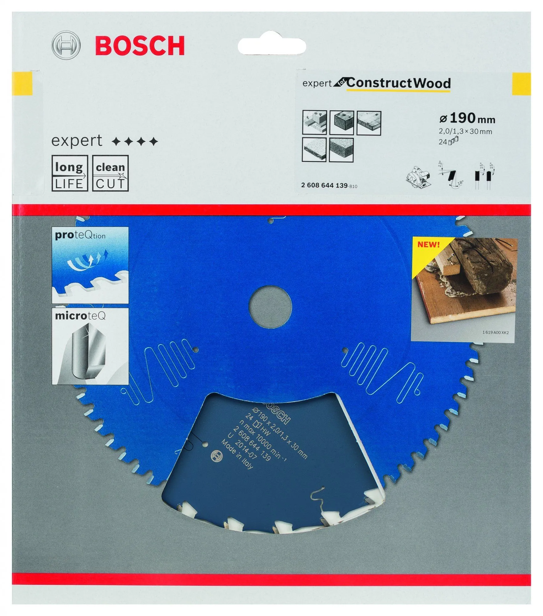 Bosch 2608644139 Expert Cirkelzaagblad - 190 X 30 X 24T - Hout - Carbide 2 Bosch 2608644139 Expert Cirkelzaagblad - 190 X 30 X 24T - Hout - Carbide - Afbeelding 2