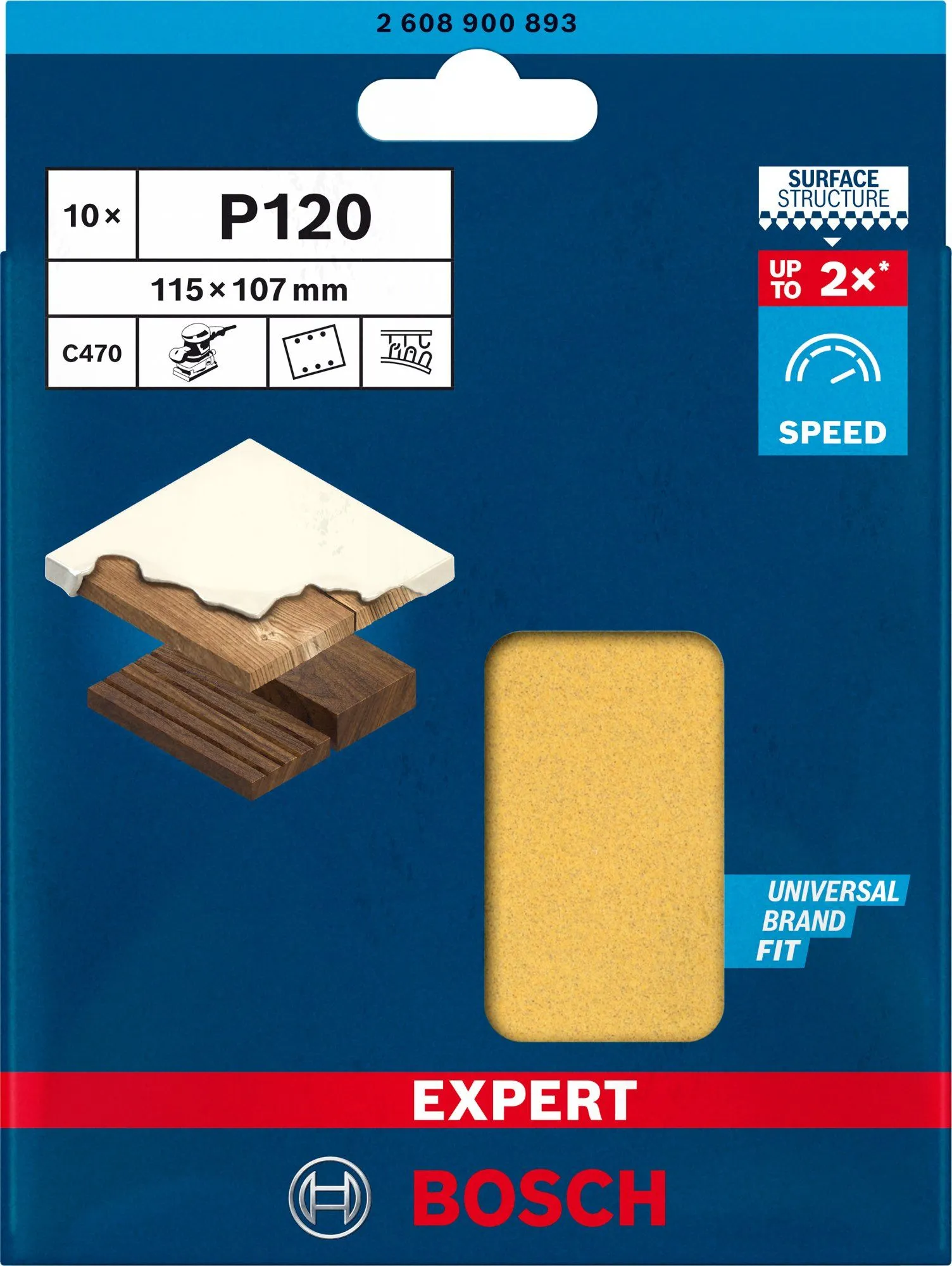 Bosch 2608900893 EXPERT Schuurvel C470 Best For Wood And Paint, 115 X 107 Mm, Korrel 120, 6 Gaten, 10x 2 Bosch 2608900893 EXPERT Schuurvel C470 Best For Wood And Paint, 115 X 107 Mm, Korrel 120, 6 Gaten, 10x - Afbeelding 2