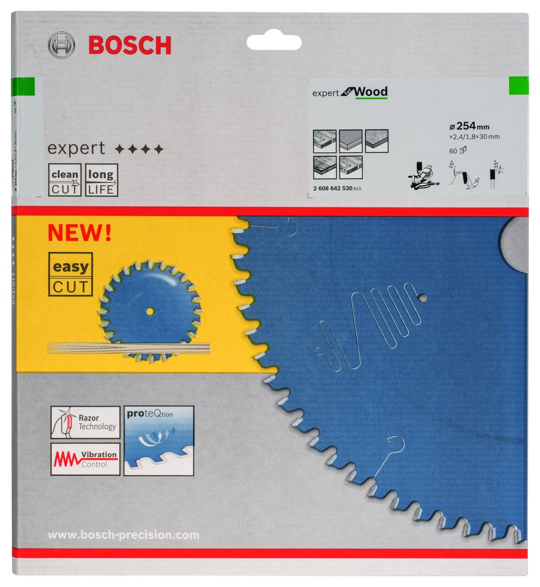 Bosch 2608642530 Expert Cirkelzaagblad - 254 X 30 X 60T - Hout - Carbide 2 Bosch 2608642530 Expert Cirkelzaagblad - 254 X 30 X 60T - Hout - Carbide - Afbeelding 2