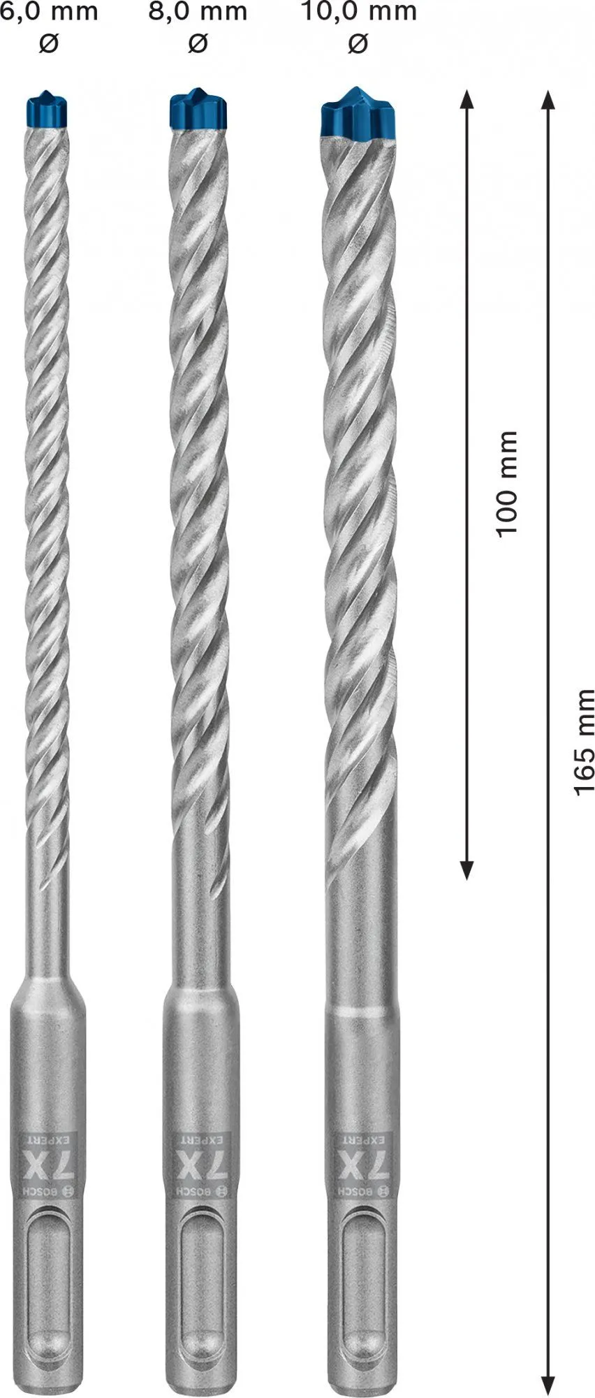 Bosch 2608900196 EXPERT 3-delige Set SDS Plus-7X 6, 8, 10 Mm 4 Bosch 2608900196 EXPERT 3-delige Set SDS Plus-7X 6, 8, 10 Mm - Afbeelding 4