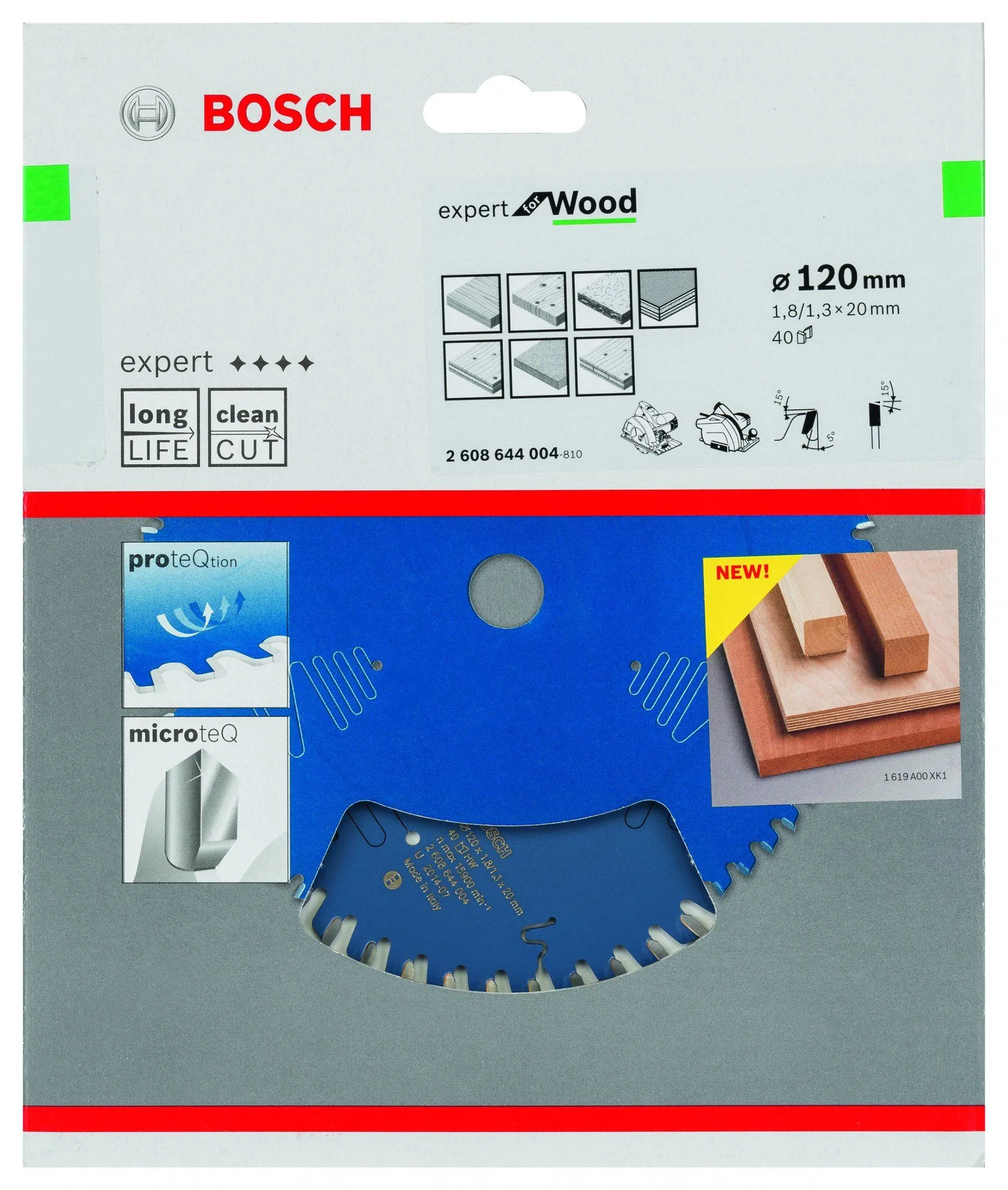 Bosch 2608644004 Expert Cirkelzaagblad - 120 X 20 X 40T - Hout - Carbide 2 Bosch 2608644004 Expert Cirkelzaagblad - 120 X 20 X 40T - Hout - Carbide - Afbeelding 2