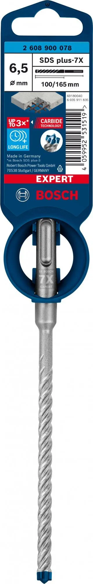 Bosch 2608900078 EXPERT Hamerboor SDS Plus-7X - 6,5x100x165mm 2 Bosch 2608900078 EXPERT Hamerboor SDS Plus-7X - 6,5x100x165mm - Afbeelding 2