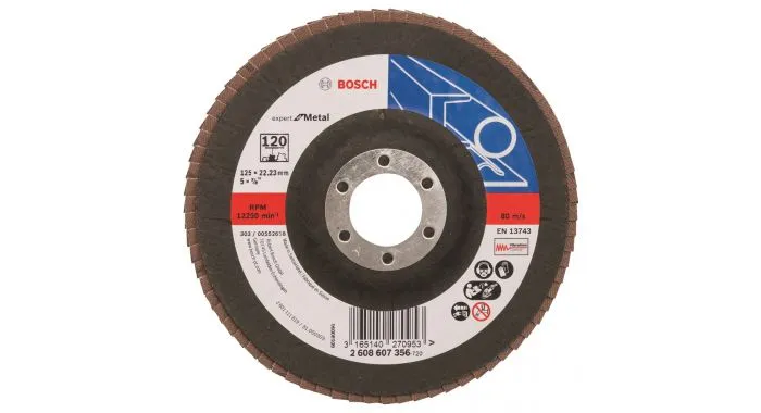 Bosch 2608607356 Lamellenschuurschijf Best For Metal - K120 - 125mm - Vlak 1 Bosch 2608607356 Lamellenschuurschijf Best For Metal - K120 - 125mm - Vlak