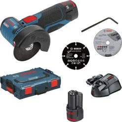 Bosch GWS 12V-76 12V Li-Ion Accu Haakse Slijper Set (2x 3.0Ah Accu) In L-Boxx - 76mm - Koolborstelloos - 06019F200B