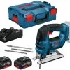 Bosch GST 18 V-LI B 18V Li-Ion Accu Decoupeerzaag Set (2x 4.0Ah Accu) In L-boxx + Zaagbladen - 06015A6106