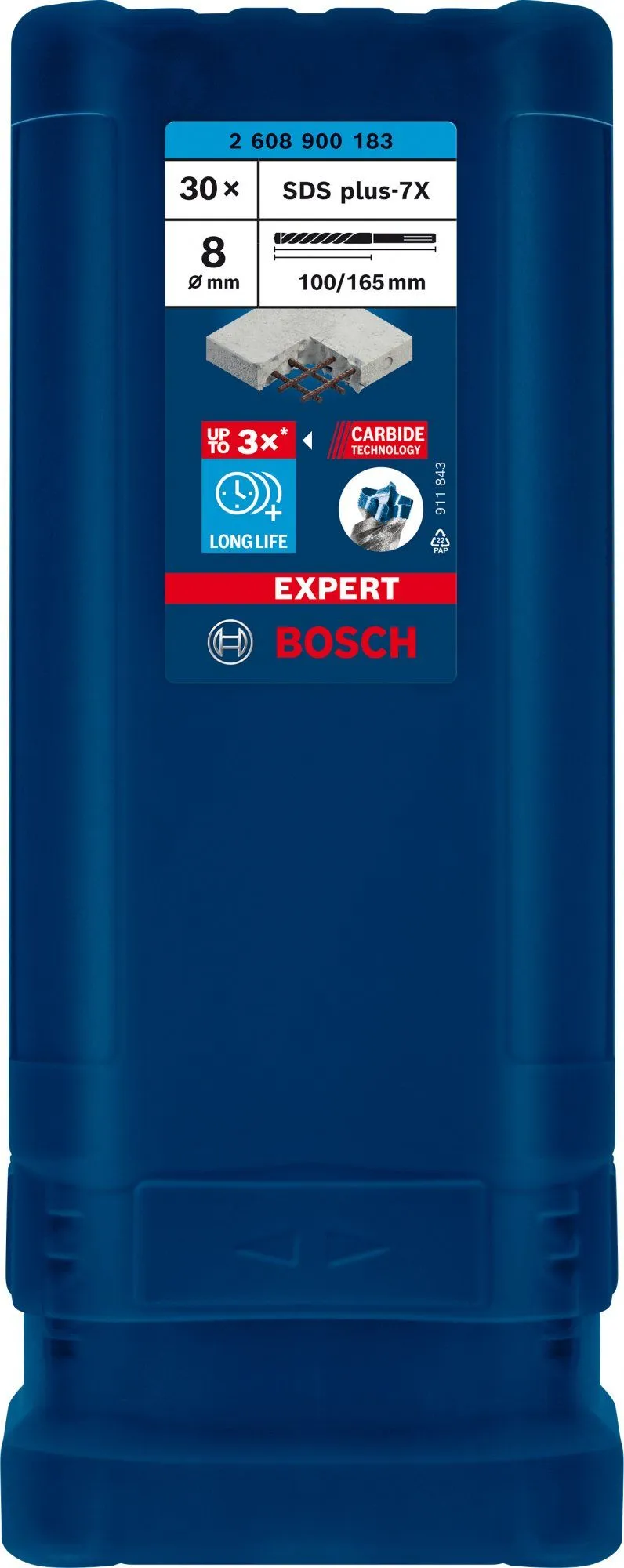 Bosch 2608900183 EXPERT Hamerboor SDS Plus-7X 30st 8x100x165mm 2 Bosch 2608900183 EXPERT Hamerboor SDS Plus-7X 30st 8x100x165mm - Afbeelding 2