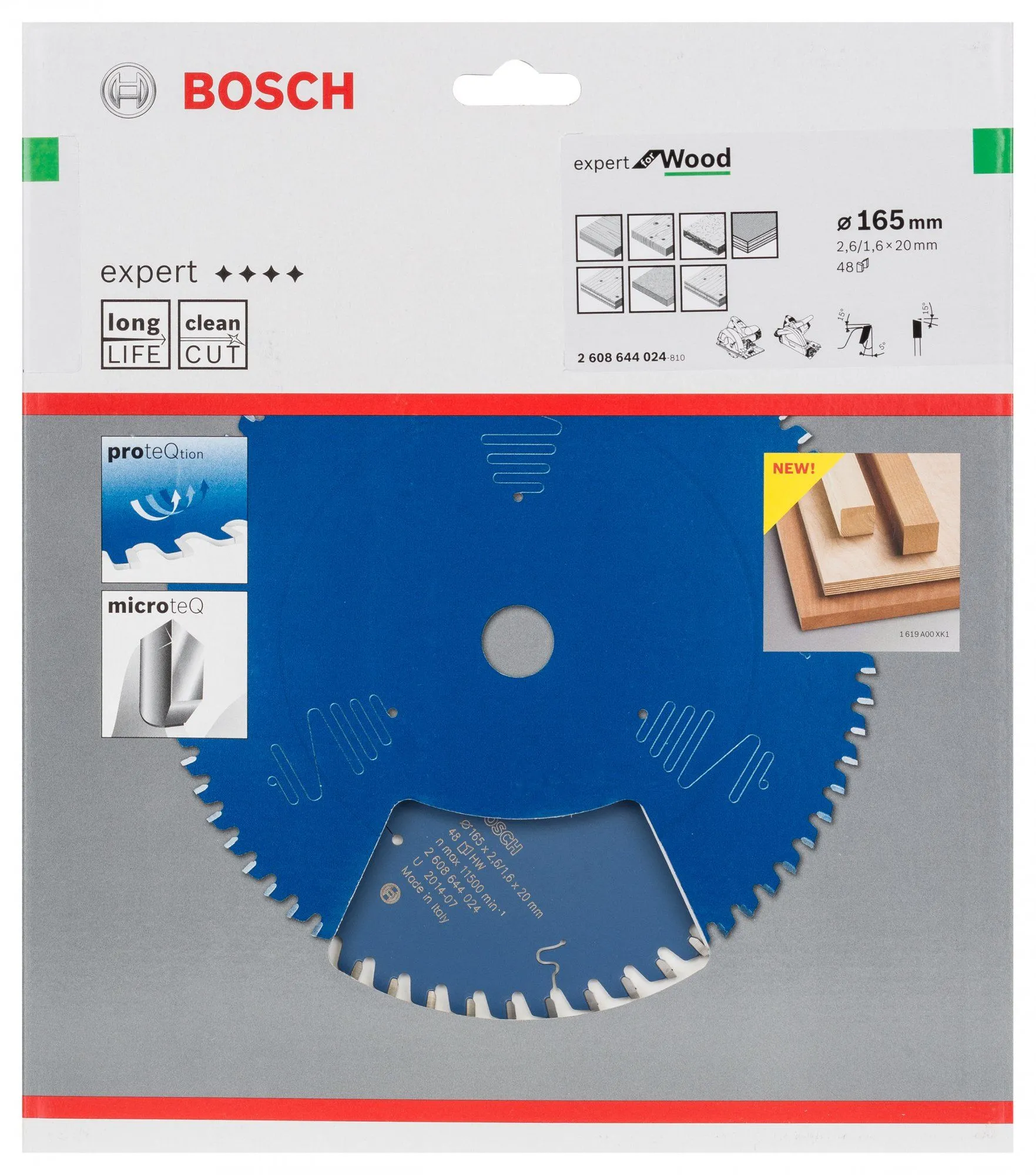 Bosch 2608644024 Expert Cirkelzaagblad - 165 X 20 X 48T - Hout - Carbide 2 Bosch 2608644024 Expert Cirkelzaagblad - 165 X 20 X 48T - Hout - Carbide - Afbeelding 2
