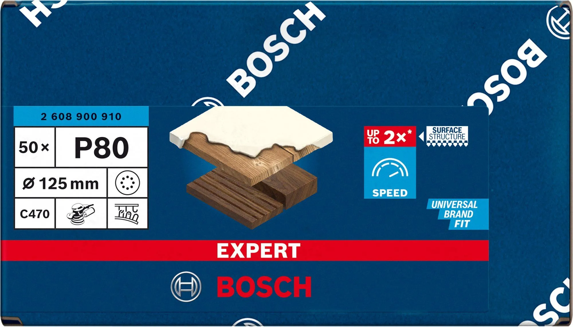 Bosch 2608900910 EXPERT Schuurvel C470 Best For Wood And Paint - 125mm - K80 - 8 Gaten (50st) 2 Bosch 2608900910 EXPERT Schuurvel C470 Best For Wood And Paint - 125mm - K80 - 8 Gaten (50st) - Afbeelding 2
