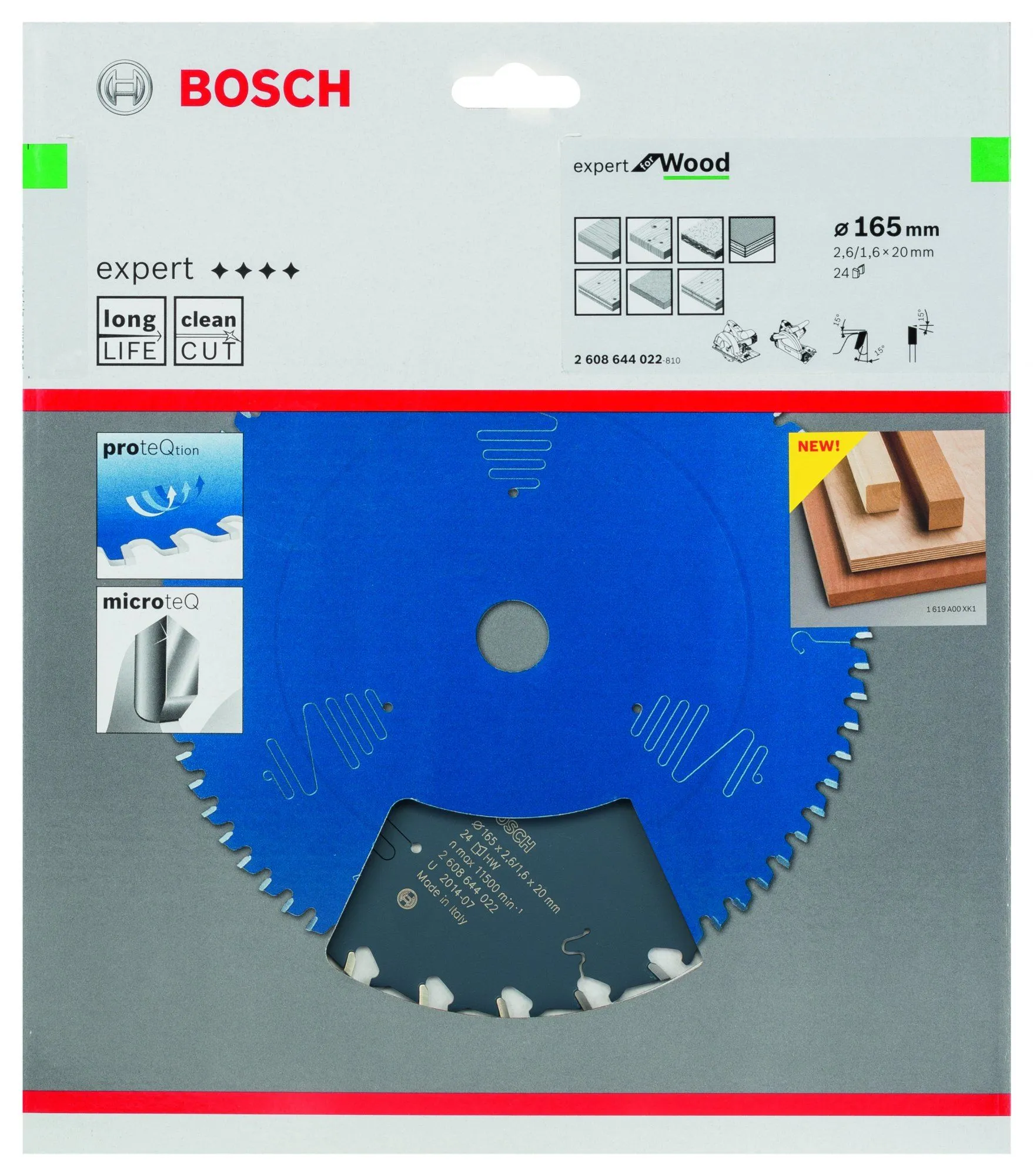 Bosch 2608644022 Expert Cirkelzaagblad - 165 X 20 X 24T - Hout - Carbide 2 Bosch 2608644022 Expert Cirkelzaagblad - 165 X 20 X 24T - Hout - Carbide - Afbeelding 2