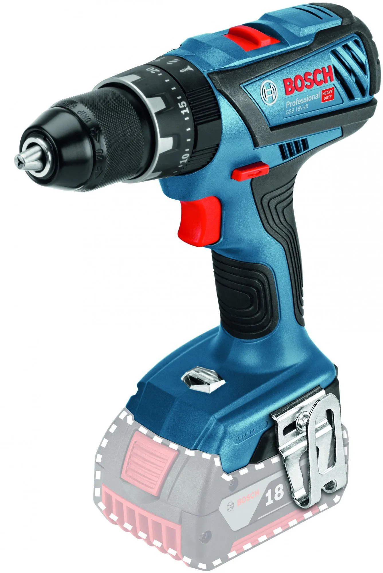 Bosch GSB 18V-28 18V Li-ion Accu Schroefklopboormachine Set (2x4.0Ah) In L-Boxx 2 Bosch GSB 18V-28 18V Li-ion Accu Schroefklopboormachine Set (2x4.0Ah) In L-Boxx - Afbeelding 2