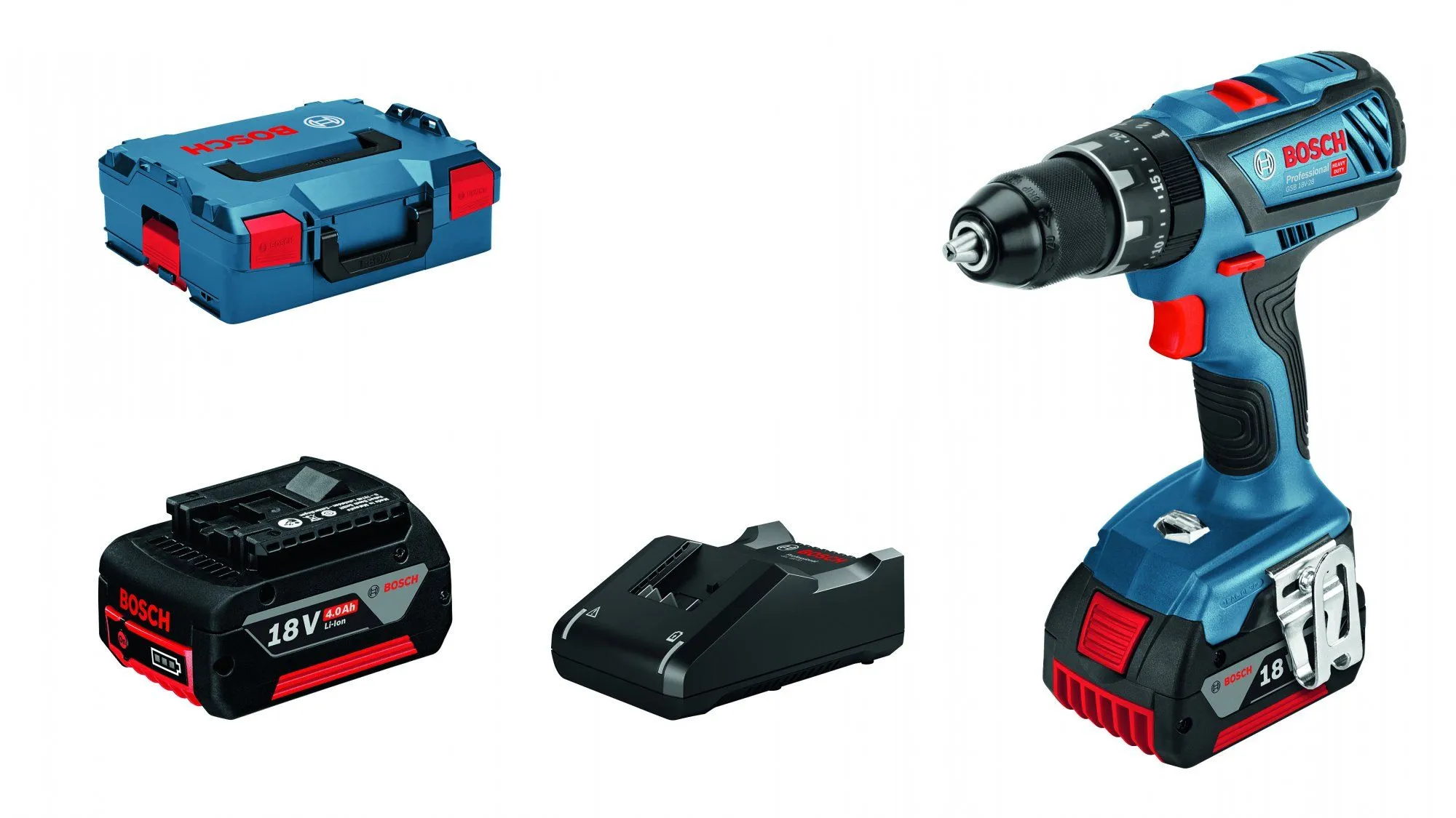 Bosch GSB 18V-28 18V Li-ion Accu Schroefklopboormachine Set (2x4.0Ah) In L-Boxx 1 Bosch GSB 18V-28 18V Li-ion Accu Schroefklopboormachine Set (2x4.0Ah) In L-Boxx