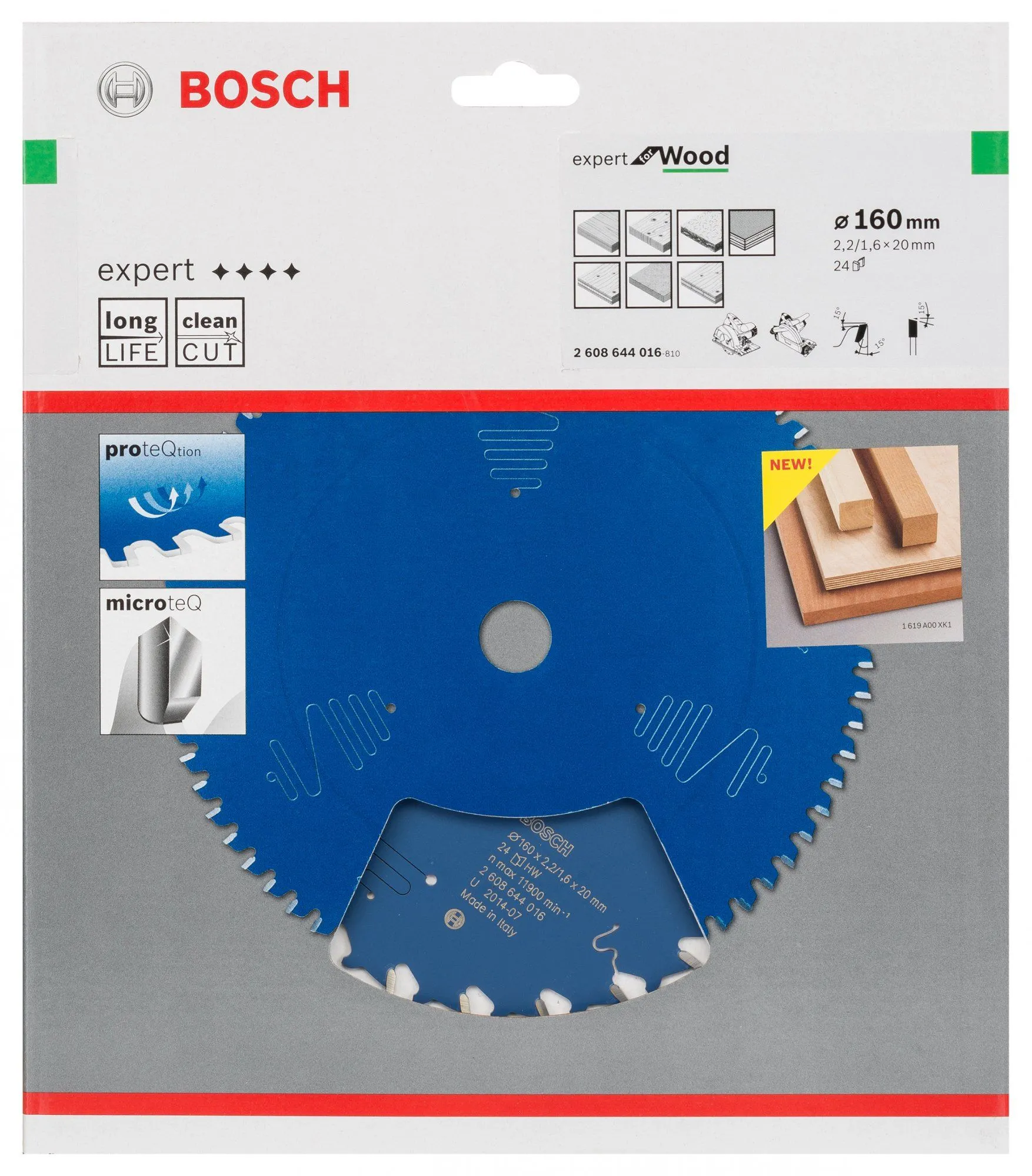 Bosch 2608644016 Expert Cirkelzaagblad - 160 X 20 X 24T - Hout - Carbide 2 Bosch 2608644016 Expert Cirkelzaagblad - 160 X 20 X 24T - Hout - Carbide - Afbeelding 2