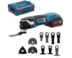 Bosch GOP 18 V-28 18V Li-Ion Accu Multitool Set (2x 5.0Ah Accu) + 16 Delige Accessoireset In L-Boxx - Koolborstelloos - 06018B6003