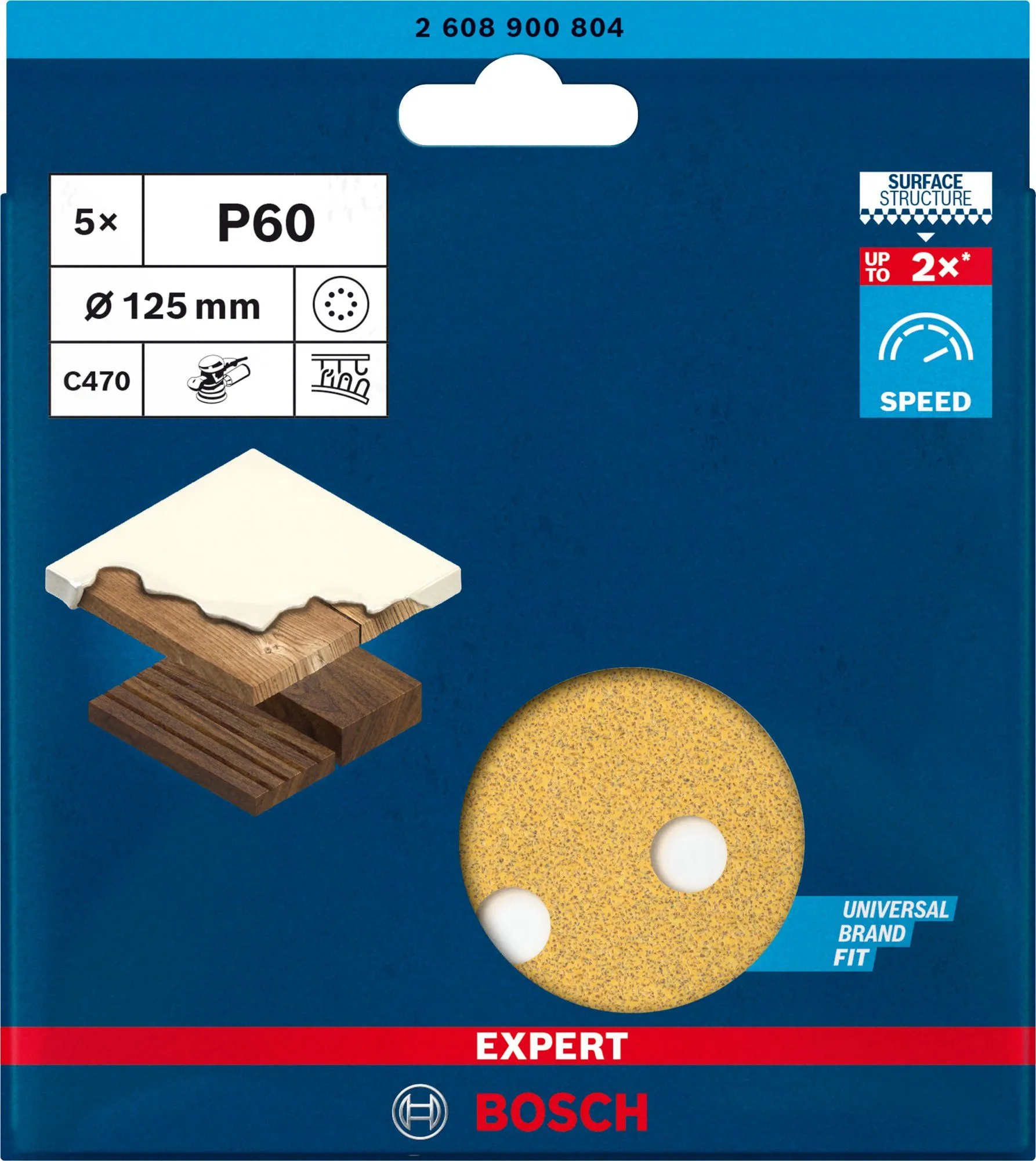 Bosch 2608900804 EXPERT Schuurvel C470 Best For Wood And Paint - 125mm - K60 - 8 Gaten (5st) 2 Bosch 2608900804 EXPERT Schuurvel C470 Best For Wood And Paint - 125mm - K60 - 8 Gaten (5st) - Afbeelding 2