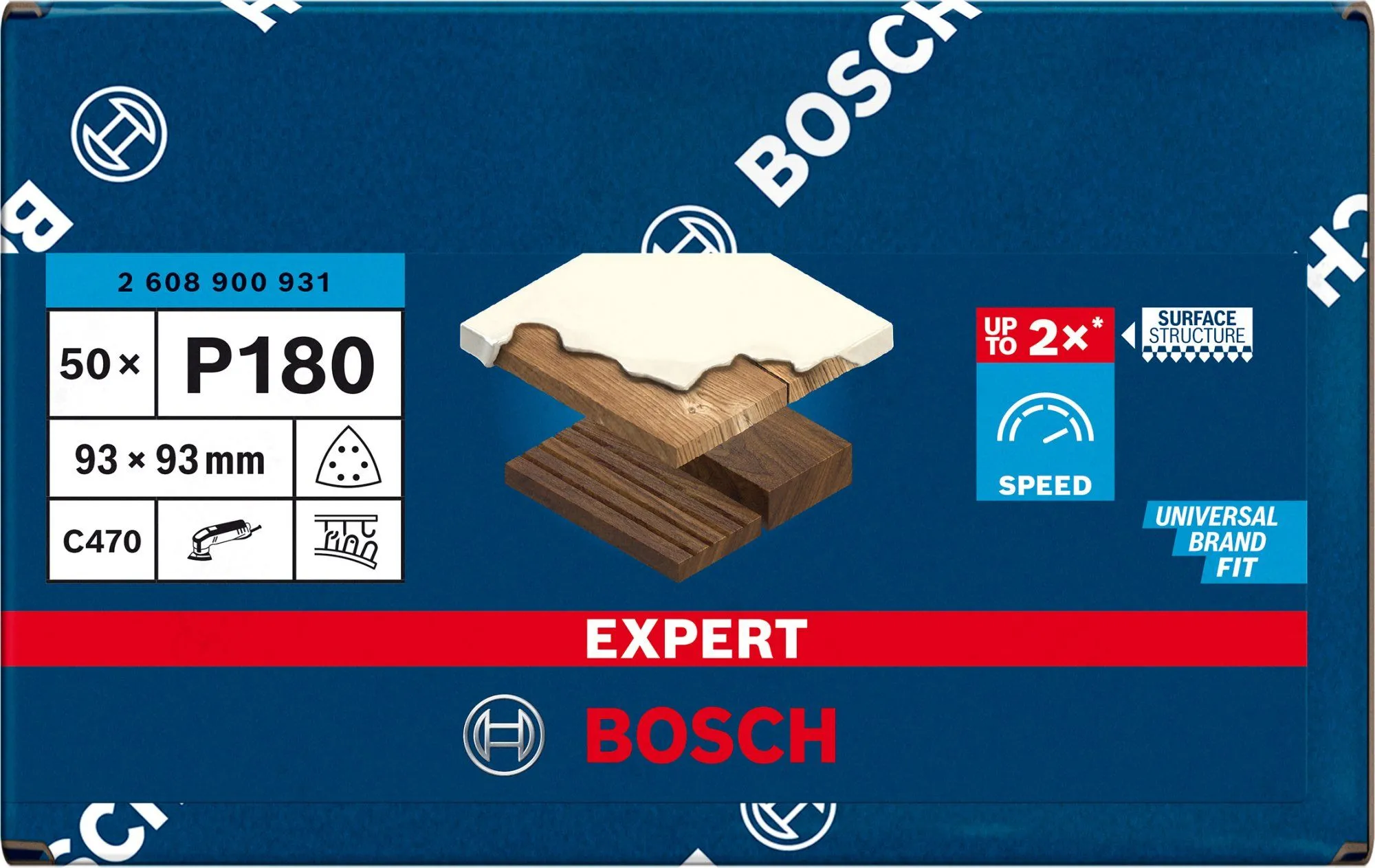 Bosch 2608900931 EXPERT Schuurvel C470 Best For Wood And Paint - 93mm - K180 - 6 Gaten (50st) 2 Bosch 2608900931 EXPERT Schuurvel C470 Best For Wood And Paint - 93mm - K180 - 6 Gaten (50st) - Afbeelding 2