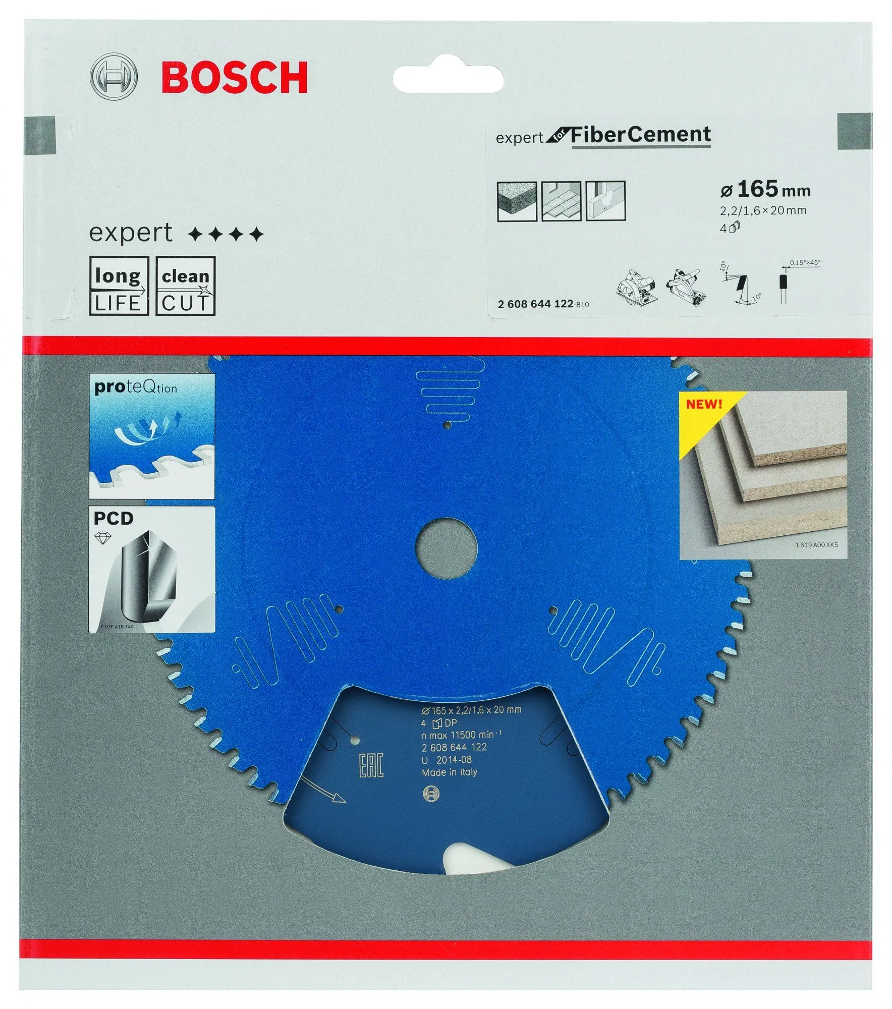 Bosch 2608644122 Expert Cirkelzaagblad - 165 X 20 X 4T - Vezelcement - Carbide 2 Bosch 2608644122 Expert Cirkelzaagblad - 165 X 20 X 4T - Vezelcement - Carbide - Afbeelding 2