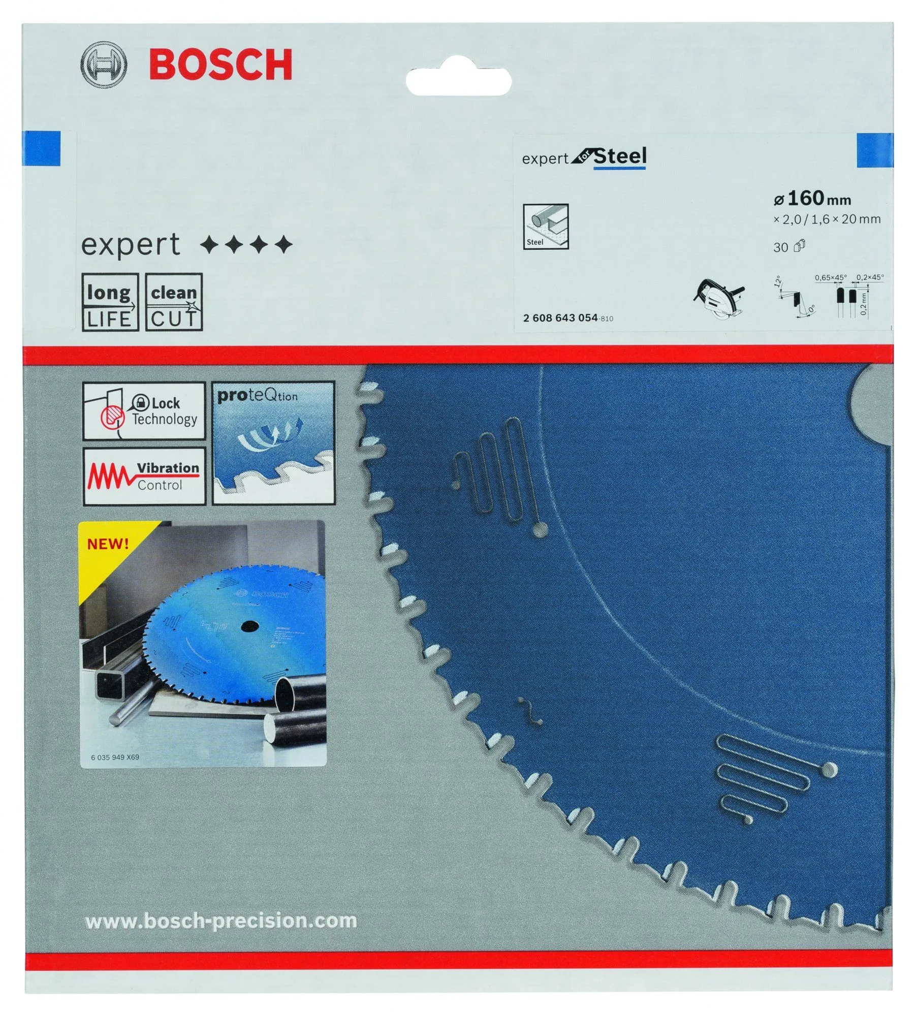 Bosch 2608643054 Expert Cirkelzaagblad - 160 X 20 X 30T - Metaal - Carbide 2 Bosch 2608643054 Expert Cirkelzaagblad - 160 X 20 X 30T - Metaal - Carbide - Afbeelding 2