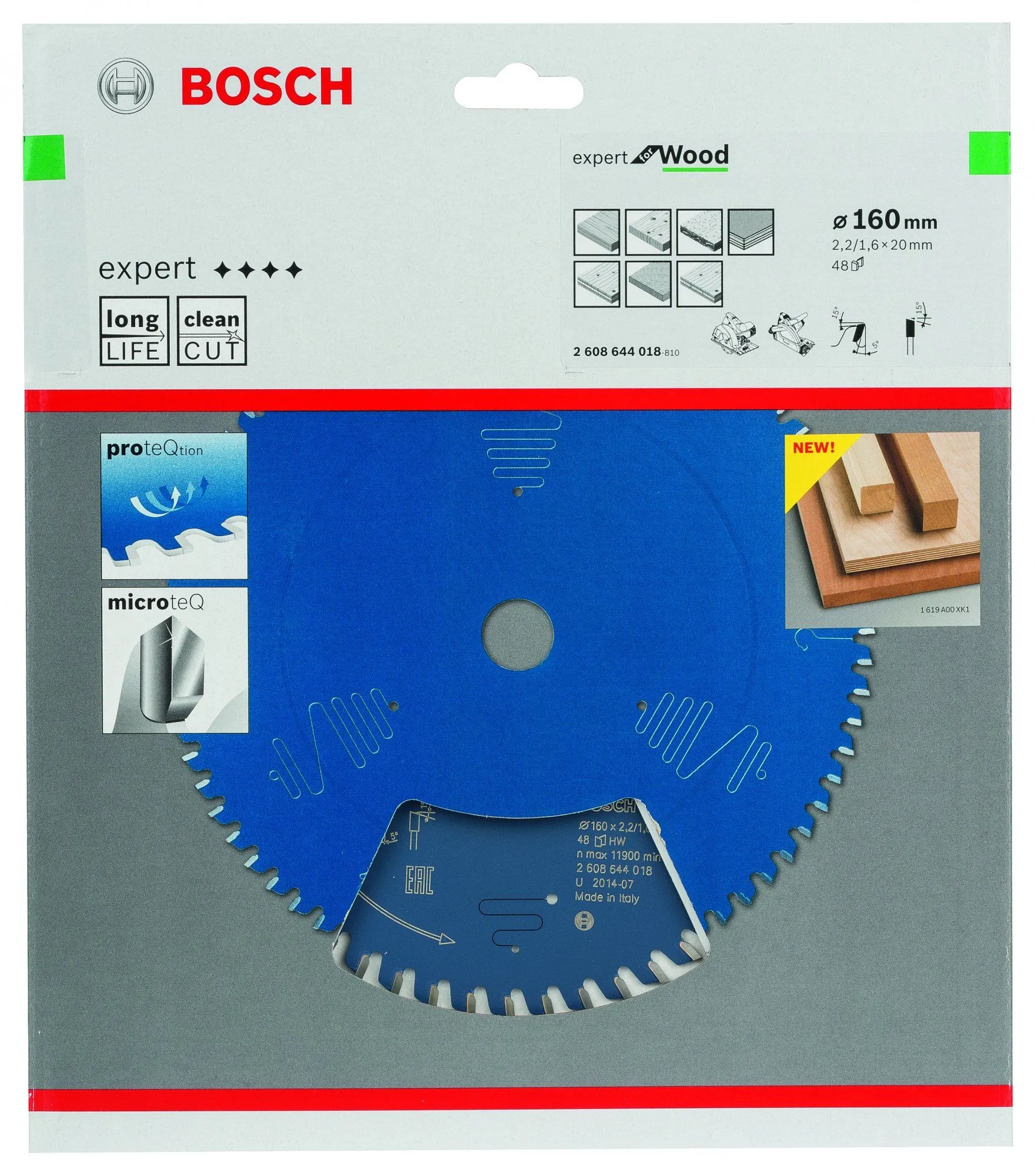 Bosch 2608644018 Expert Cirkelzaagblad - 160 X 20 X 48T - Hout - Carbide 2 Bosch 2608644018 Expert Cirkelzaagblad - 160 X 20 X 48T - Hout - Carbide - Afbeelding 2