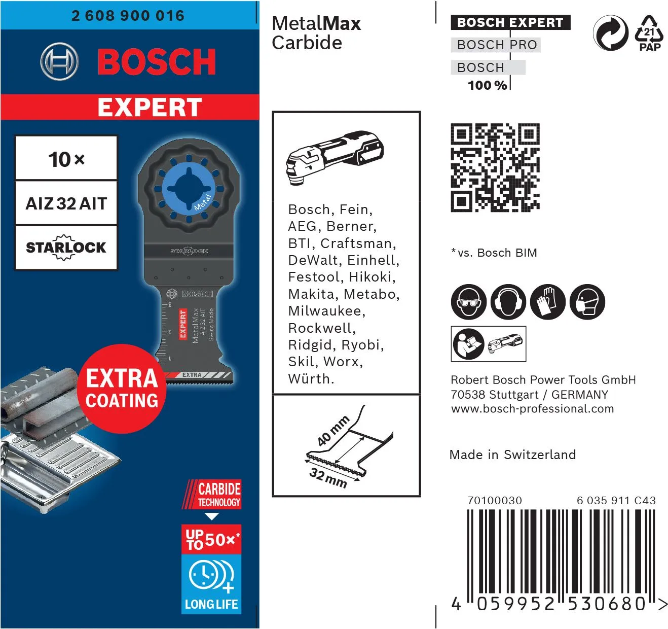 Bosch 2608900016 EXPERT Starlock CoatedCarbide Invalzaagblad AIZ 32 AIT Carbide, Metal 32 X 40 Mm 10 3 Bosch 2608900016 EXPERT Starlock CoatedCarbide Invalzaagblad AIZ 32 AIT Carbide, Metal 32 X 40 Mm 10 - Afbeelding 3