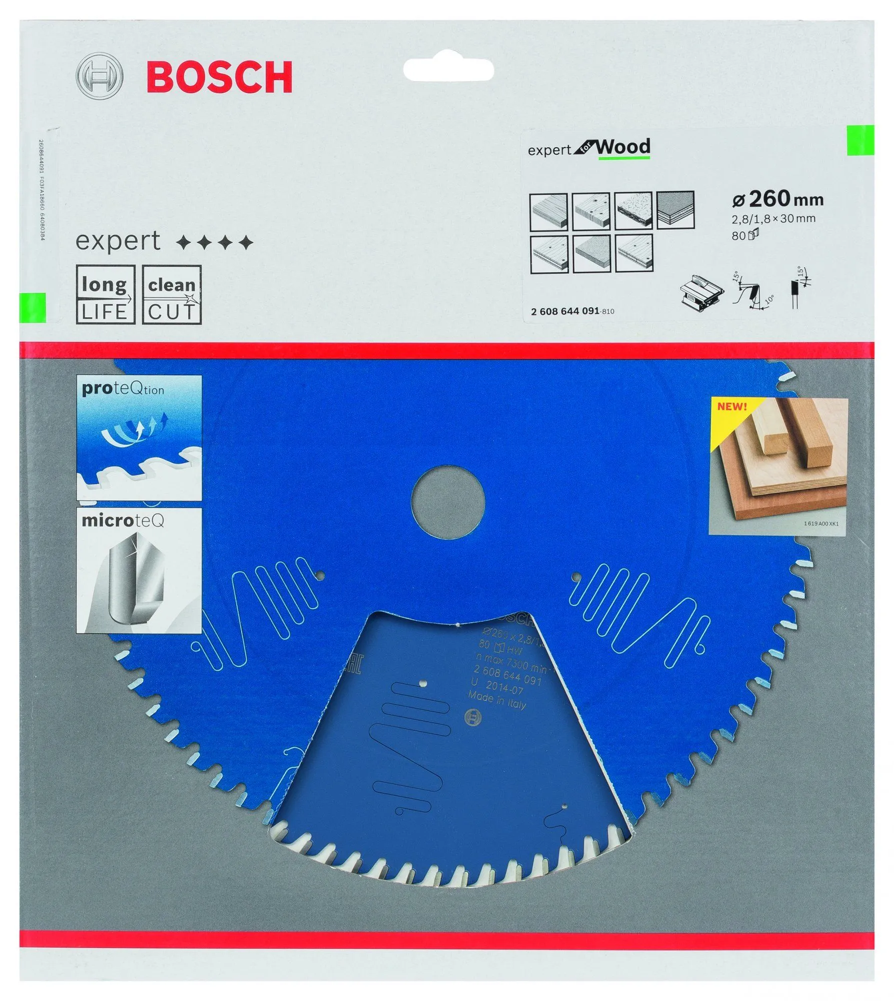 Bosch 2608644091 Expert Cirkelzaagblad - 260 X 30 X 80T - Hout - Carbide 2 Bosch 2608644091 Expert Cirkelzaagblad - 260 X 30 X 80T - Hout - Carbide - Afbeelding 2
