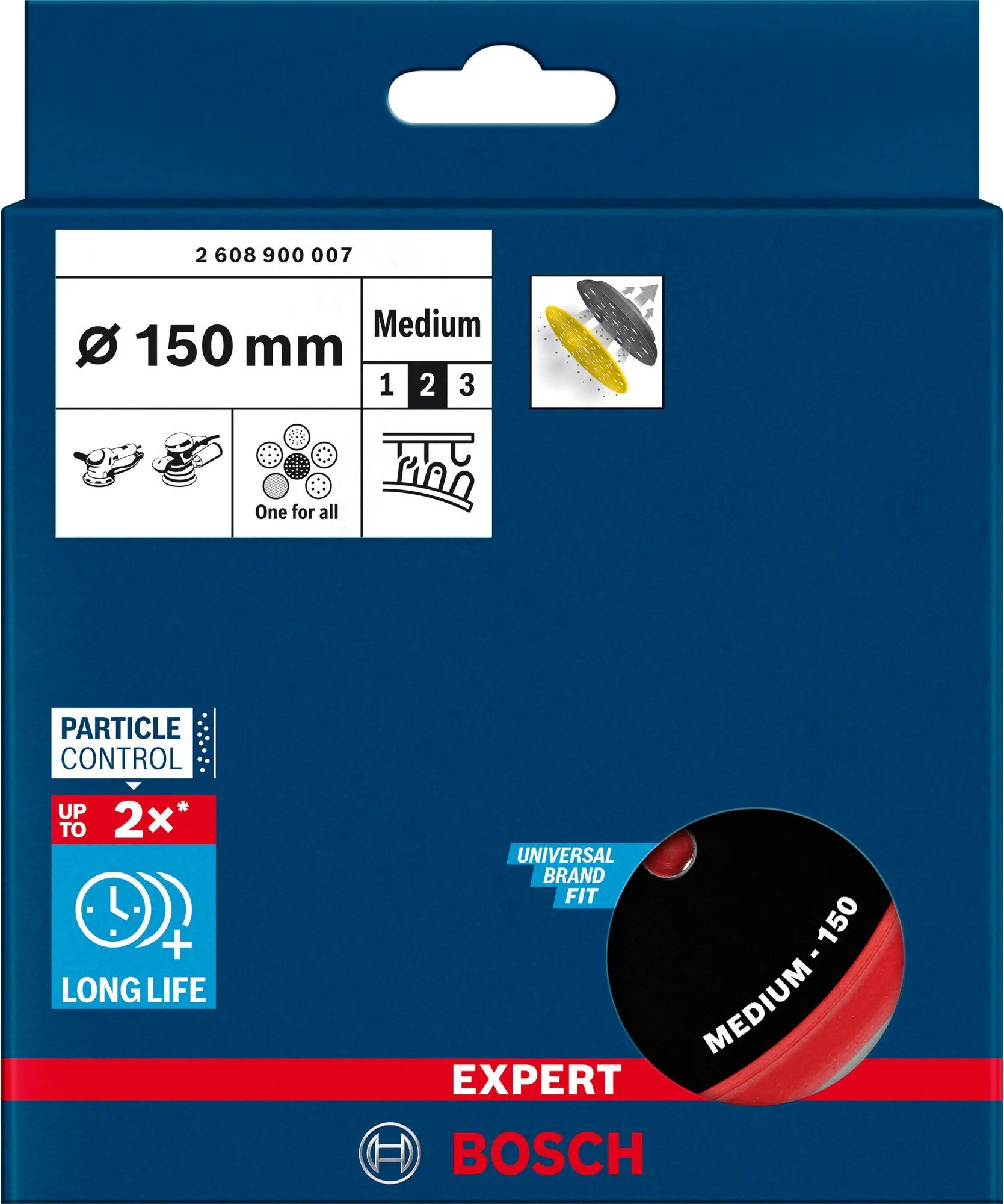 Bosch 2608900007 EXPERT Schuurplateau Multiperforatie Middel, 150 Mm, GET 55-125 Professional, 3M, Dynabrade, Mirka, Rupes 2 Bosch 2608900007 EXPERT Schuurplateau Multiperforatie Middel, 150 Mm, GET 55-125 Professional, 3M, Dynabrade, Mirka, Rupes - Afbeelding 2